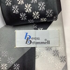 Beau Brummel Men's Silk Tie Black White Geometric Pattern Necktie
